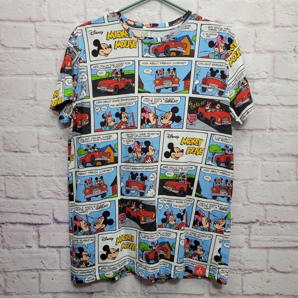 D23 Disney Cakeworthy All Over Print Tshirtâ Size L Comic Strip Mickey Mouse
